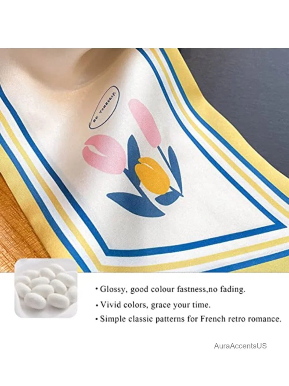 Skinny Silk Scarf Women Easy Pull-Through Narrow Long Neckerchief French Retro